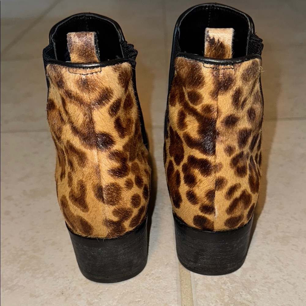 Marc Fisher Brown and Black Ankle Booties with Leopard Print - Picture 4 of 6